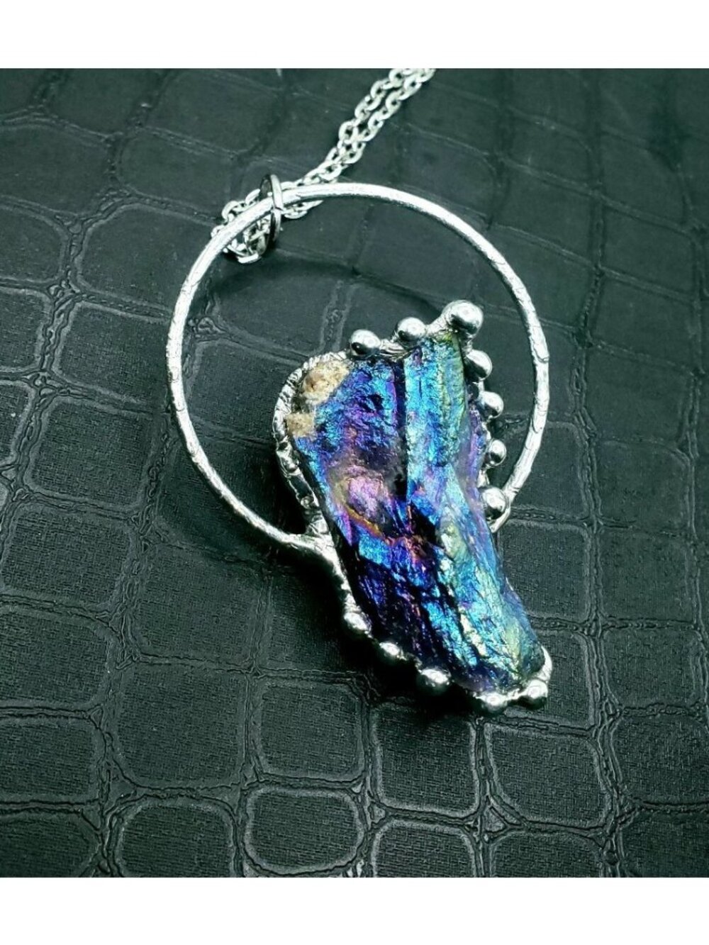 Amethyst Rainbow aura crystal necklace
